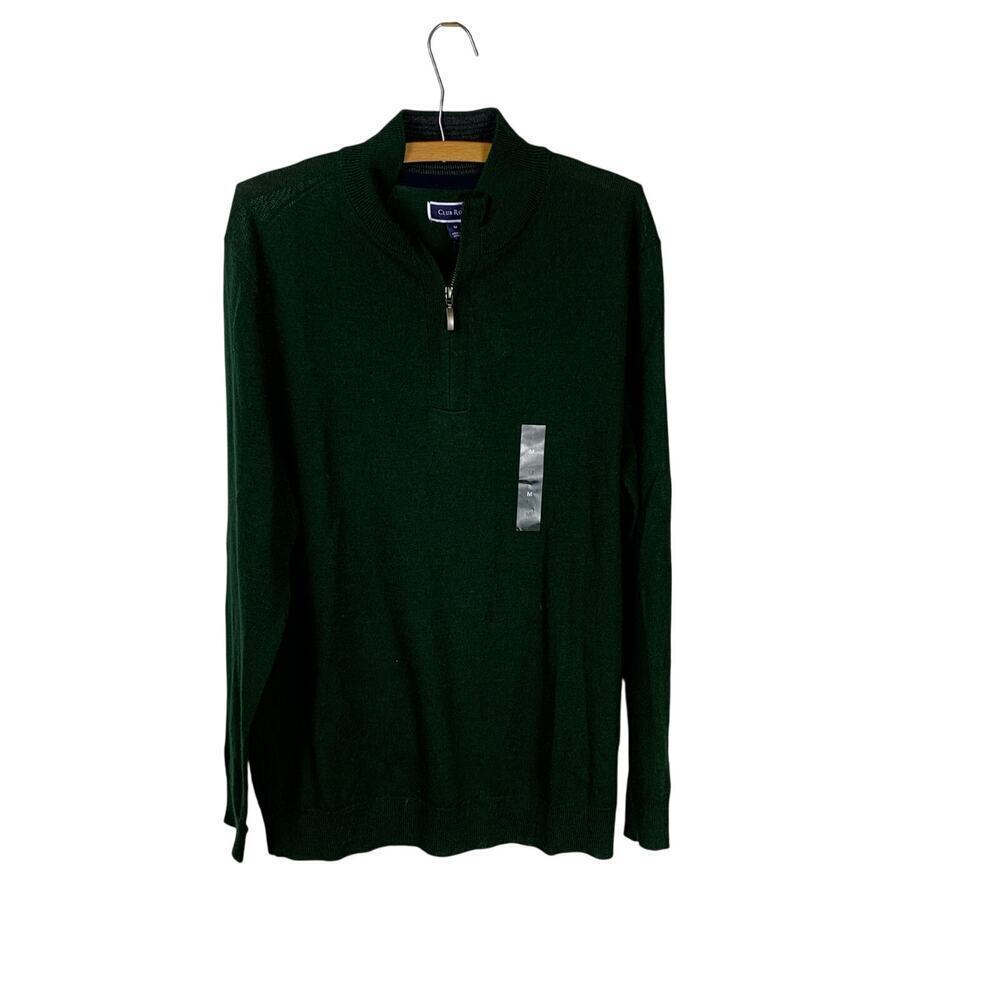 Club room Quarter Zip Merino Wool Blend  Lightweight Sweater Green Size M NWT